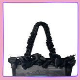 Black Ruffle Ita Bag – Dark Kawaii Display Tote for Pins & Plushies